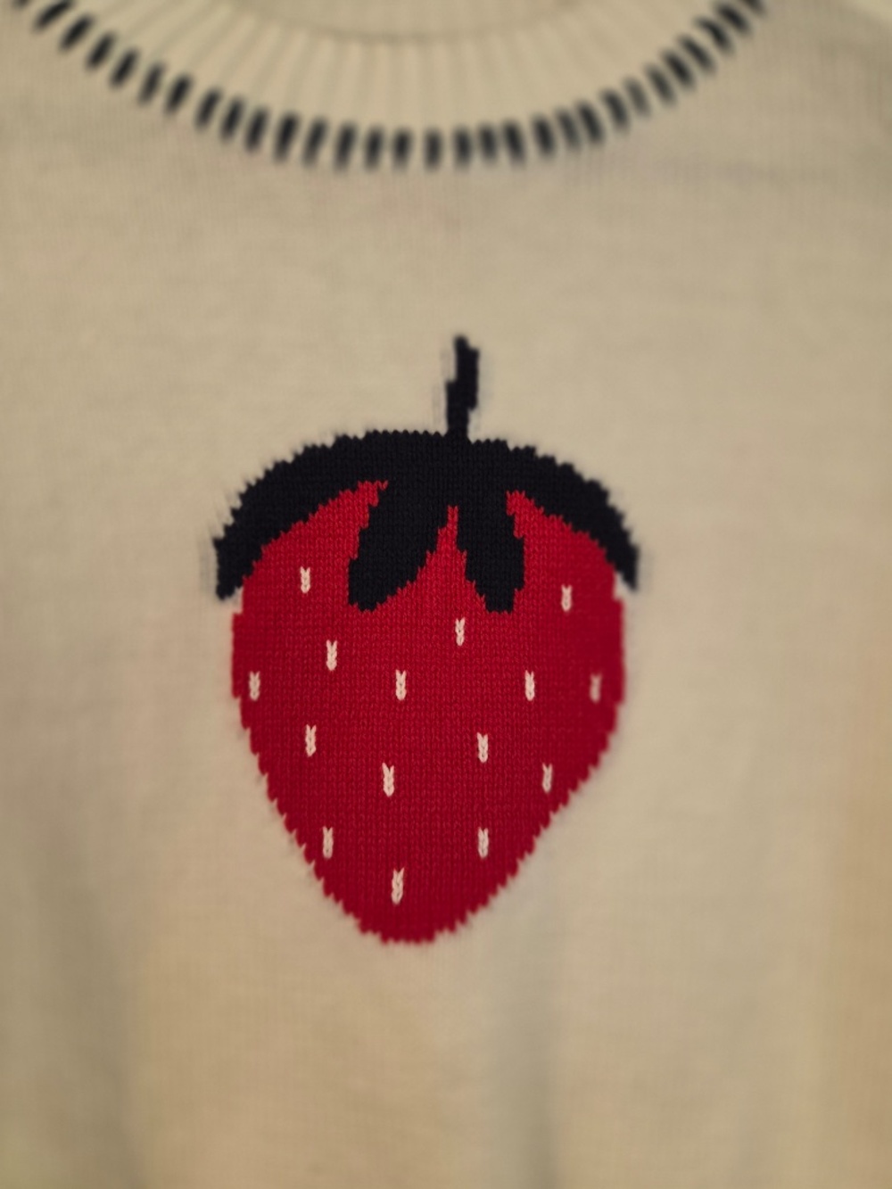 NWT Jessica Simpson XS white sweater cotton strawberry fruit coastal preppy - Picture 5 of 13